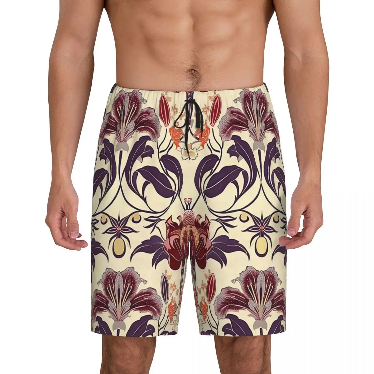 Custom William Morris Bullerswood Short Pajama Pants Men Sleepwear Sleep Lounge Bottom Shorts Sleeping Pants