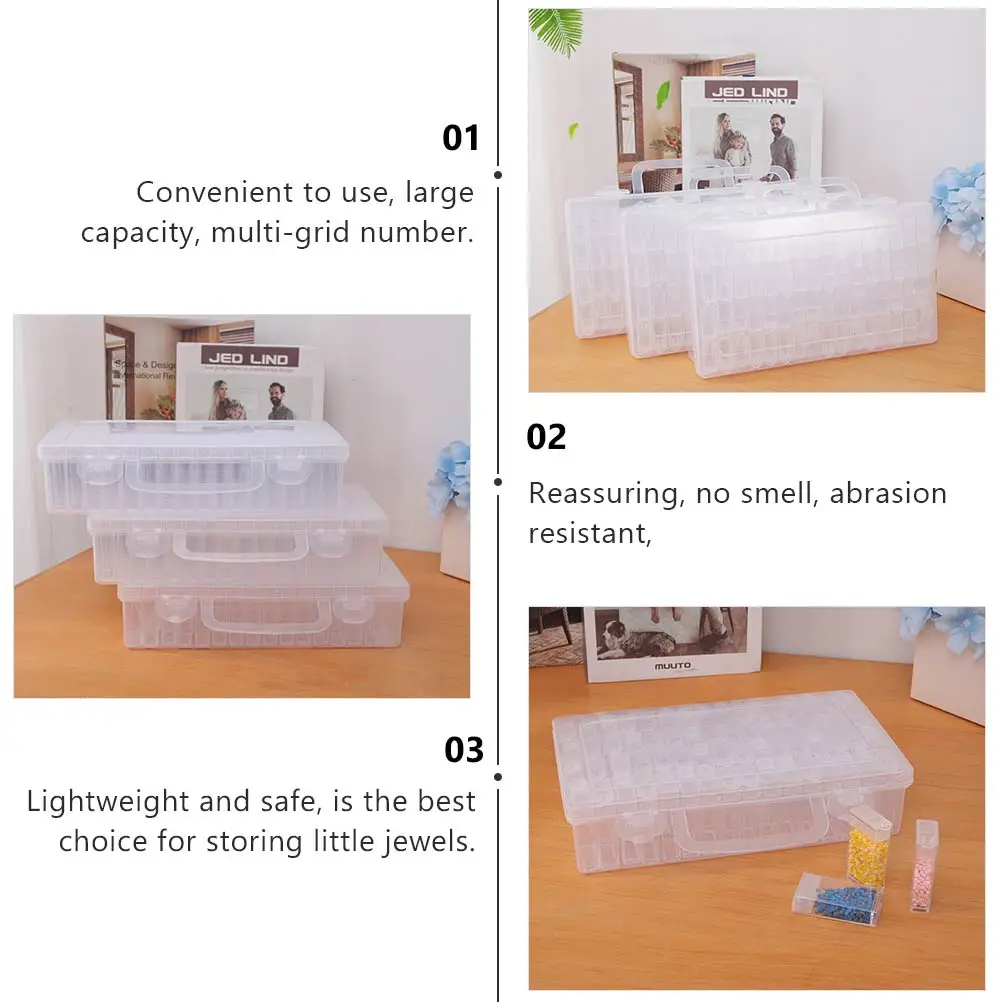 

64 Grid Jewelry Storage Box PP Material Odorless Translucent Multi Functional Accessories ganizer Nail Diamond Container