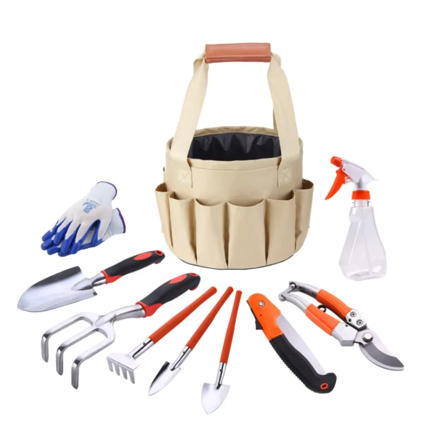 

AAA286 portable 10pcs aluminium alloy scissor shovel Gardening Set Equipment Bucket canvas Garden Tool kit Set