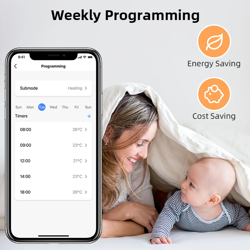 Tuya Wifi ترموستات رقمي المقبس 16A الدقة التوصيل عن بعد متحكم في درجة الحرارة الموقت التبديل التبريد التدفئة 3M NTC الاستشعار #3