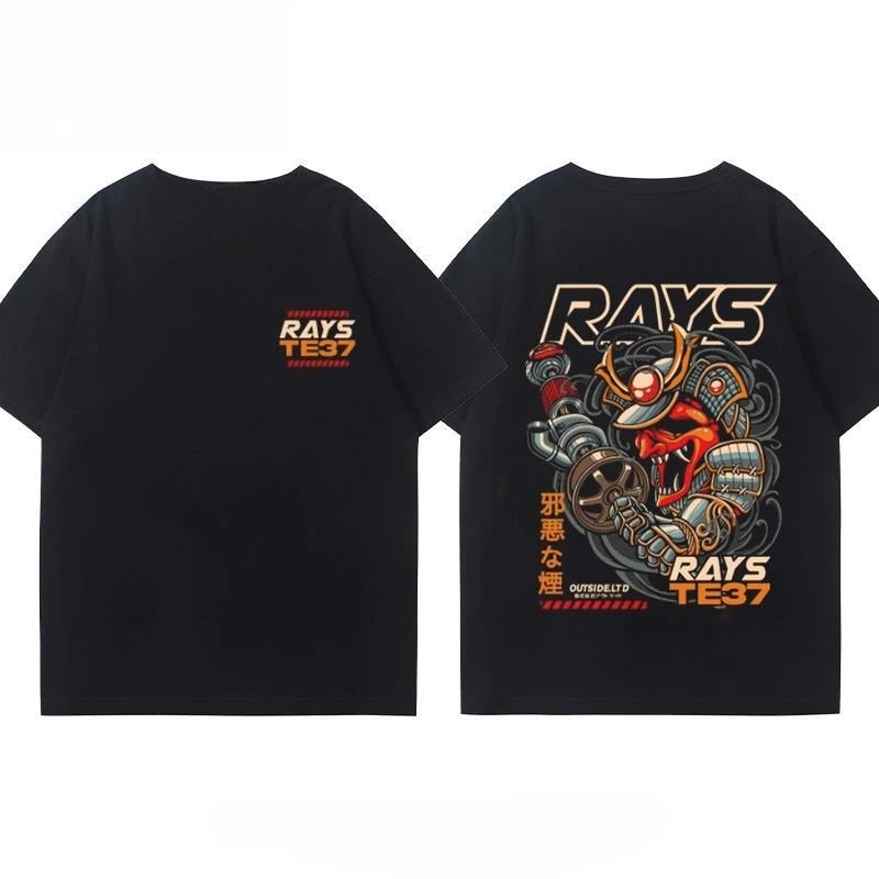 

Japanese Car Modified Rim TE37 Wheel Hub Modified Car JDM Short-sleeved T-shirt Men's and Women's Cotton Half-sleeved Top