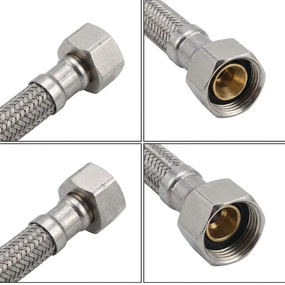 2-Pack Stainless Steel Faucet Hose Connector for Kitchen and Bathroom 316 SS 38 Inlet 60cm 40cm Lead-Free Certified