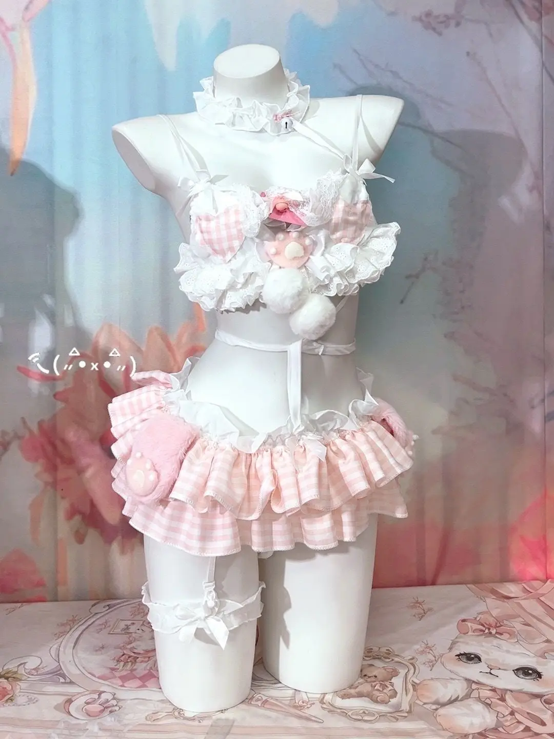 

Комплект женской одежды ручной работы в оригинальном дизайне: летний, милый, сексуальный, соблазнительный, в клетку, от Pure Desire