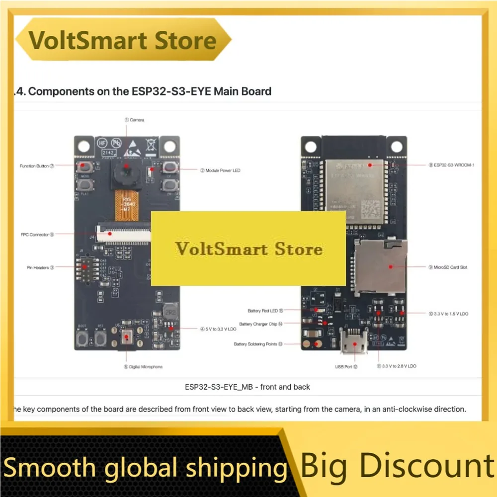 VoltSEsp32-s3-eye Development Board Espressif Systems Aiot