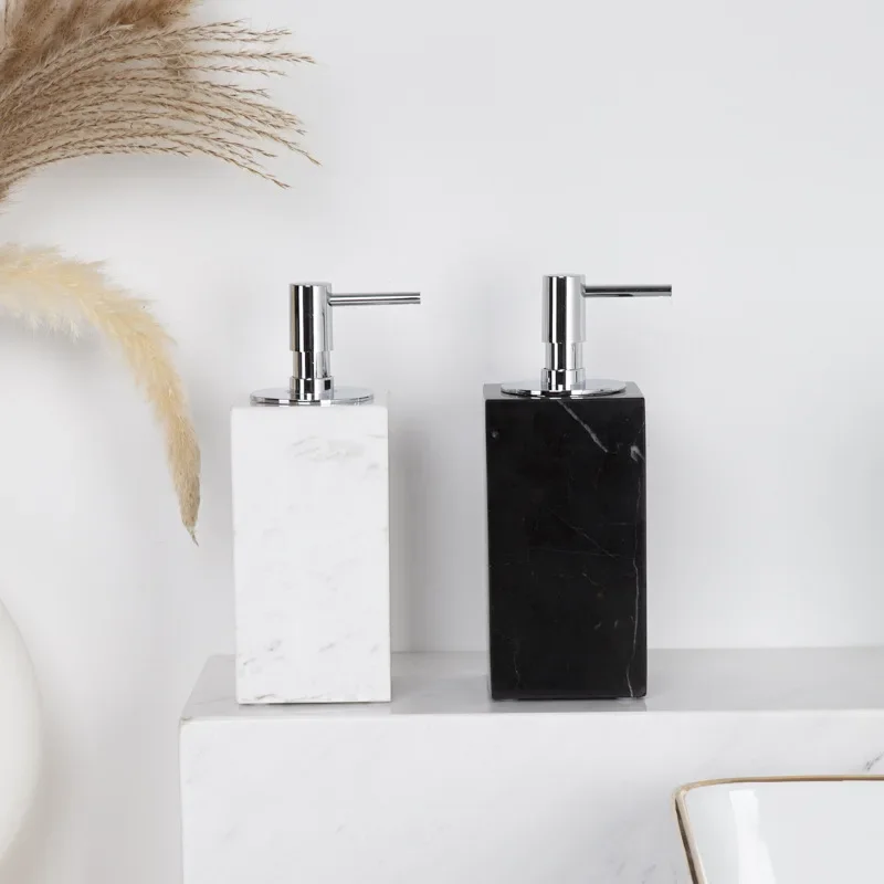 【Natural】Natural Marble Bathroom Set, Soap & Lotion Dispenser for Hotel, Homestay & Public Restroom