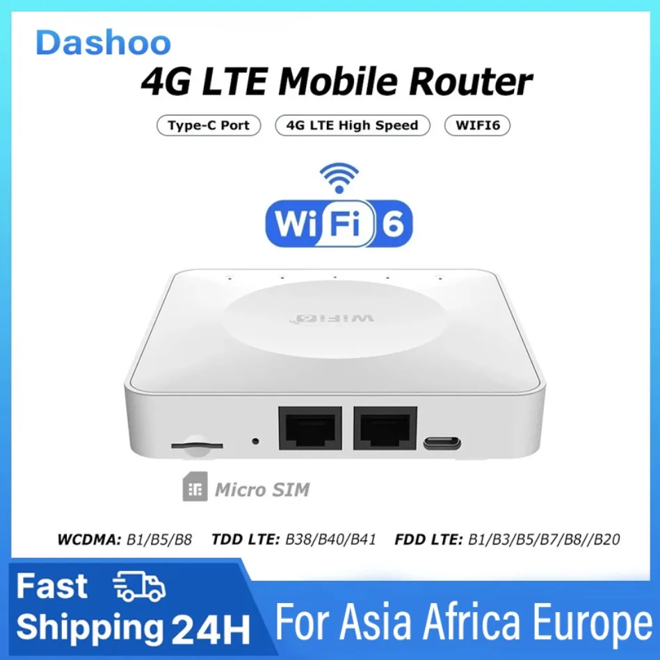 

Support 32 Device Connections 4G LTE Router WiFi 6 SIM Card Modem Mobile Wireless Router Typc-C Interface for Asia Africa Europe
