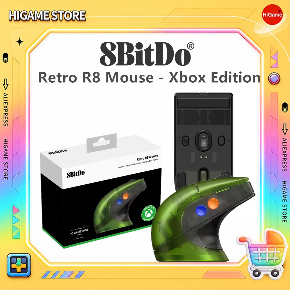 raton-8bitdo-retro-r8-edicion-xbox-optimizado-y-unificado-disenado-para-xbox-con-licencia-oficial-bluetooth