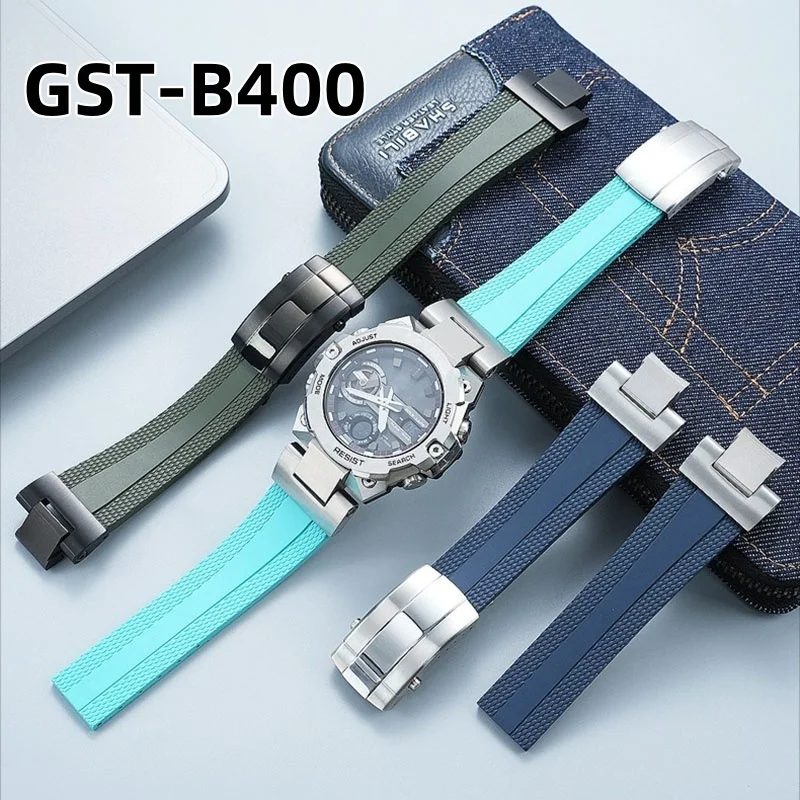 

Ремешок из фторкаучука GST B400 FKM для Casio Steelheart IV 5657, серия GST-B400, модифицированный быстросъемный ремешок из фторкаучука для мужчин