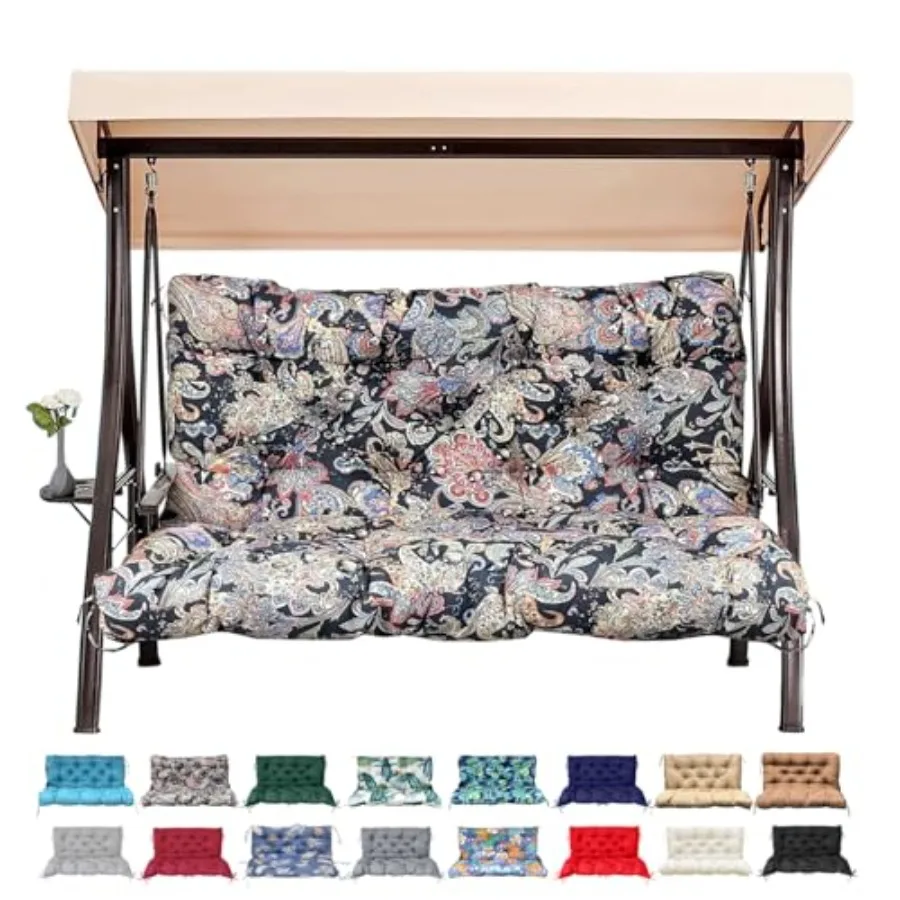 

Outdoor/Indoor Swing Replacement Cushion2 or 3 Seats Bench Cushions with Backrest Thicken 4" Recliner Seat Pad for Garden/Patio