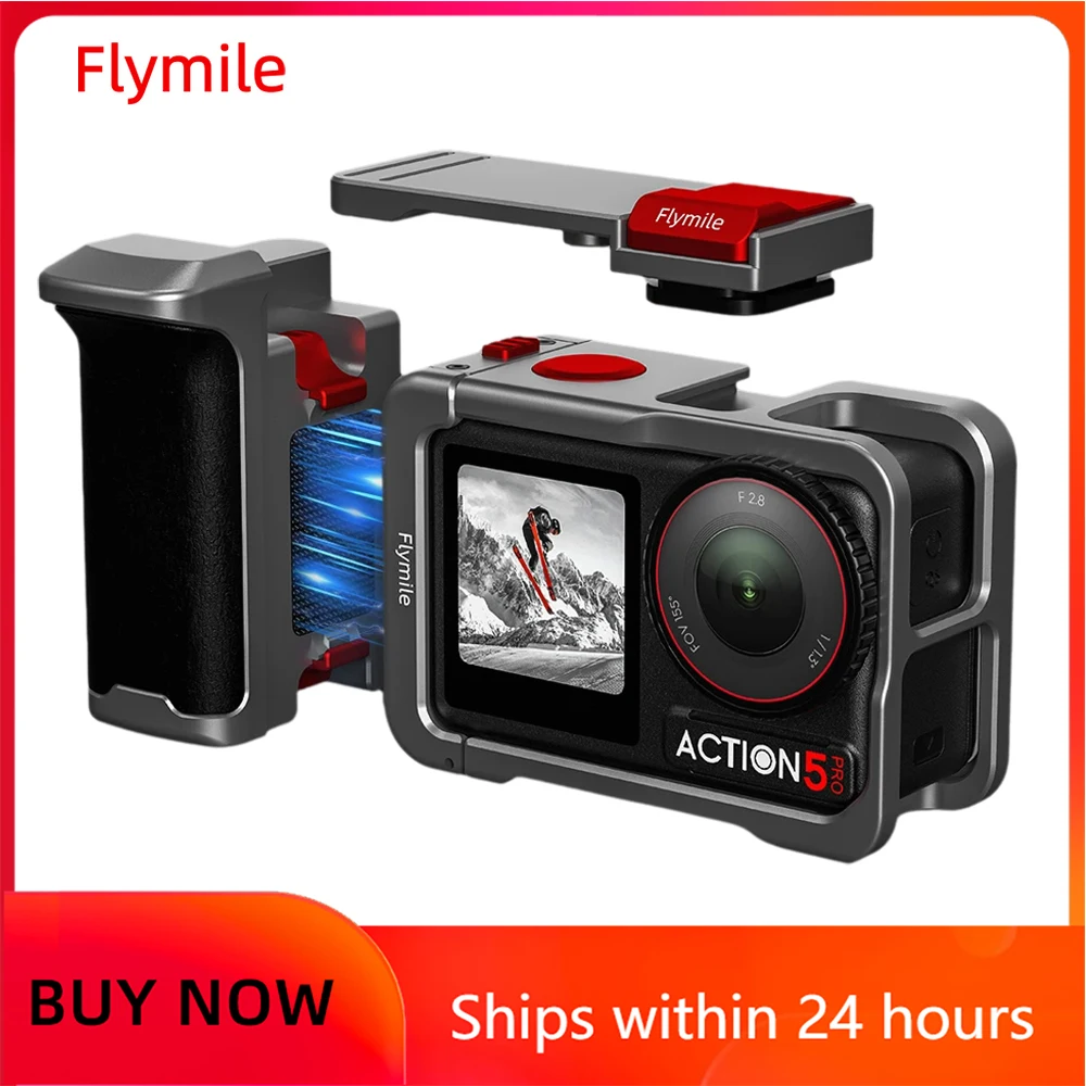 

Держатель для камеры Flymile, металлическая клетка для DJI Action 5, аксессуары, удлинительный кронштейн для ручки для фотосъемки для DJI Osmo Action 4/3