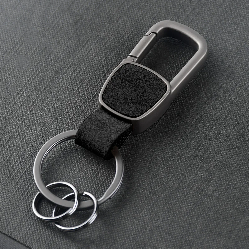 Men Frosted Genuine Leather Car Key Chain Key Ring Waist Hanged Key Holder Fashion Business Women Keychains With Two Rings