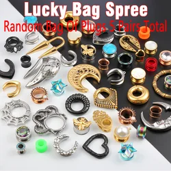 Casvort Body Piercing Lucky Lot Willekeurige Tas Van Oordoppen 5 Pairs Totaal (Inclusief 1 Paar Oor Gewicht, 4 Pairs Oor Meters/Stekkers)