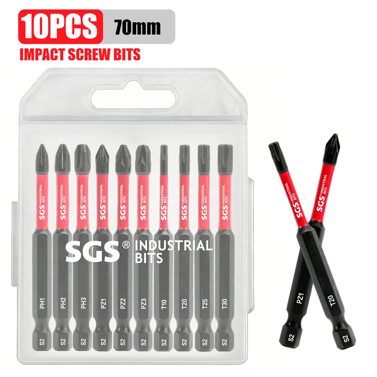 Conjunto de Pontas de Chave de Fenda Multiuso (Phillips, Pz, Estrela) com Compartimentos, Chave de Impacto de Alto Torque para Maior Durabilidade, 70mm, Aço S2, Troca Rápida de Pontas, Pontas Magnéticas, Haste Sextavada de 1/4, Compatível com Furadeiras E