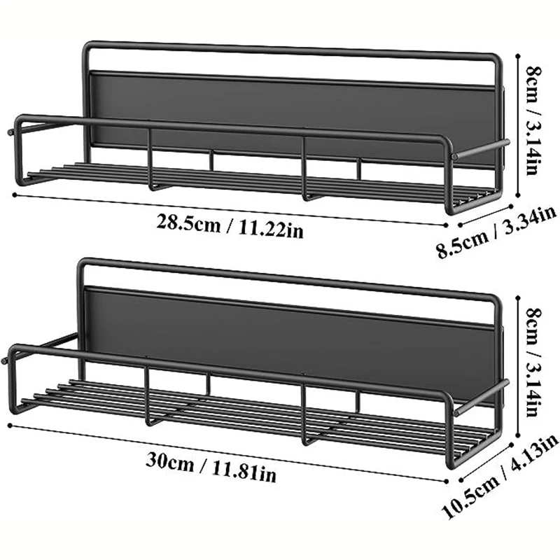 Magnetic Spice Rack Organizer for Refrigerator and Microwave Oven Metal Fridge Shelf for Kitchen