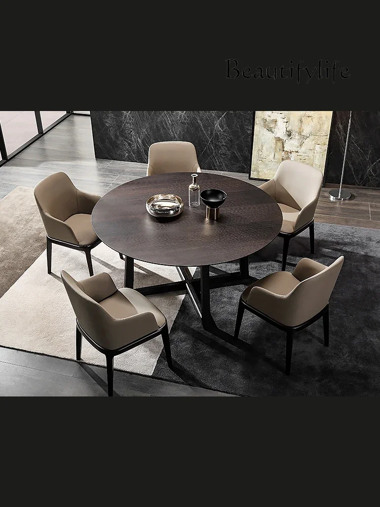 

American Modern Restaurant round Dining Table Nordic Minimalism Solid Wood Dining Tables and Chairs Set