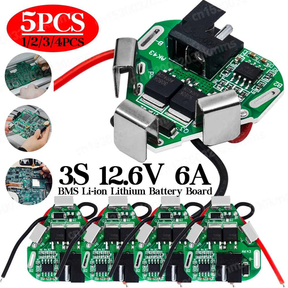 5pc 3S 12.6V 6A BMS Li-ion Lithium Battery Protection Board 18650 Power Bank Balancer Battery Equalizer Board for Electric Drill