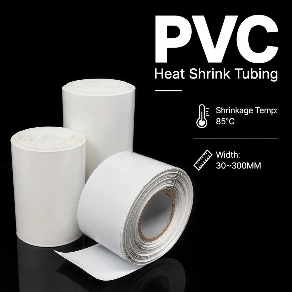 18650 Lithium Battery Heat Shrink Tube 30mm ~ 300mm Width 18650 Lithium Battery Film Sleeves Insulation Sheath White Case Sleeve