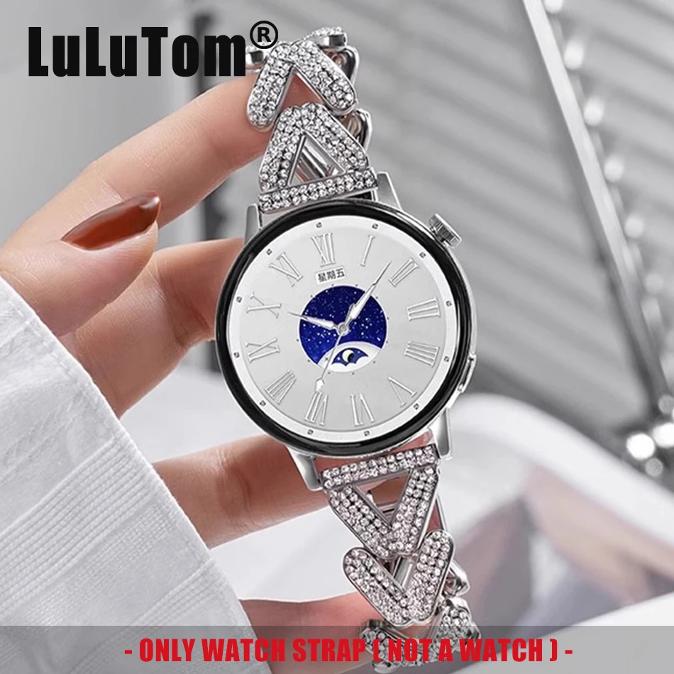 Luxury Diamond Wheat Metal Strap For Samsung Galaxy Watch 6 5/Pro 4 Classic 44/40/46mm 20mm/22mm Band For Huawei Watch GT 4 3 2