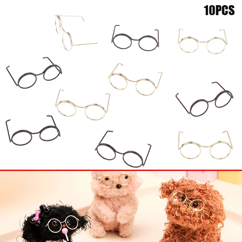 

10PCS Fashion Round Frame Lensless Retro Cool Doll Glasses For Doll 30cm Round Frame No Lens Retro Cool Doll Glasses Black