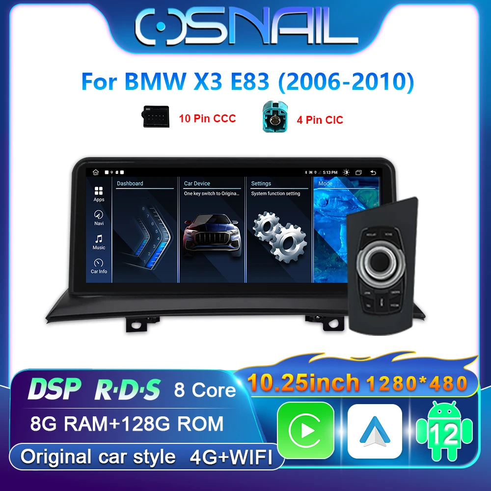 10.25 "Android 12 Auto CarวิทยุสําหรับBMW X3 E83 2006-2010 หน้าจอIPSเครื่องเล่นวิดีโอมัลติมีเดียระบบนําทางGPSสเตอริโอDSP Head Unit