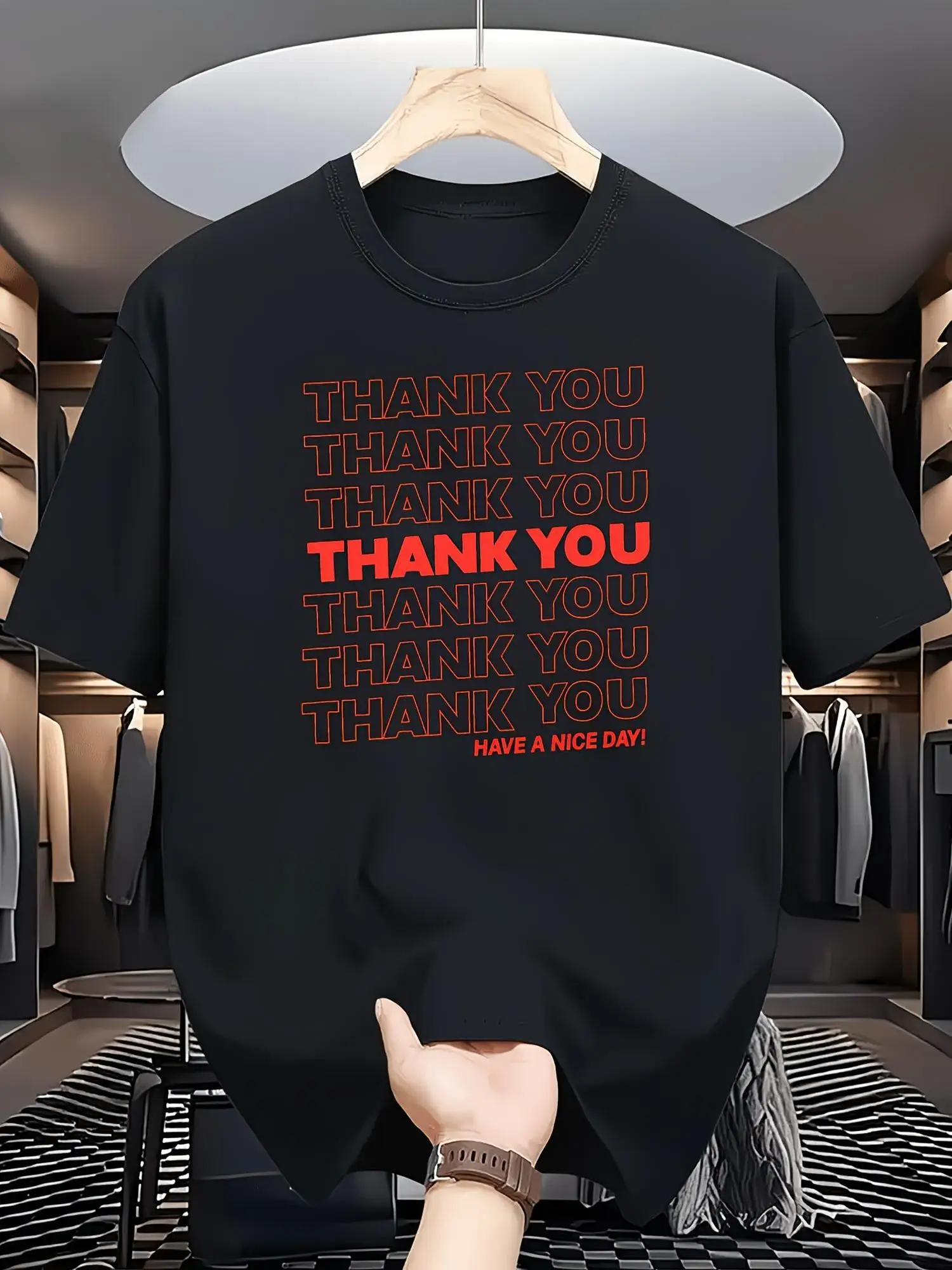 Casual Black T-Shirt with Red Graphic Design, Perfect for Men Ideal for Everyday Wear And a Great Gift Option for Holidays, Featuring a Classic Round Neck And Short Sleeves, Suitable for All Seasons
