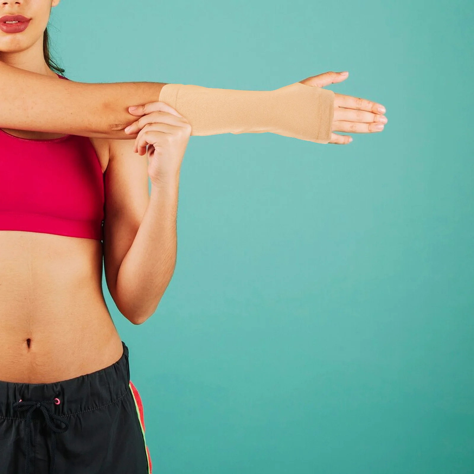 

1 пара мягких компрессионных рукавов на запястье тона кожи для повышенного использования, спортивная защита, легкий дышащий тренажерный зал, бег