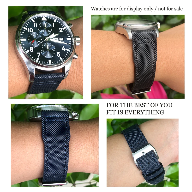 20mm 21mm Nylon faser Leder Uhren armband für iwc Pilot iw377714 portofino für hamilton Qualität grün blau Armband schwarzes Armband