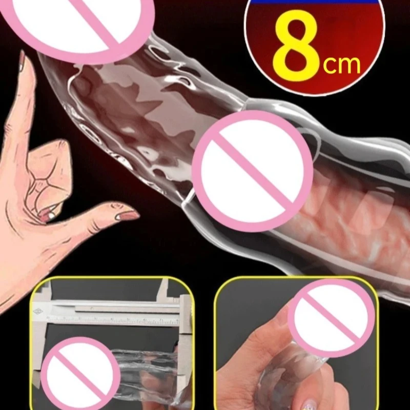 Manicotto elastico per estensione del pene Preservativi riutilizzabili morbidi per l'eiaculazione ritardata Estensore del pene Manicotto per cazzi Giocattoli adulti del sesso per gli uomini