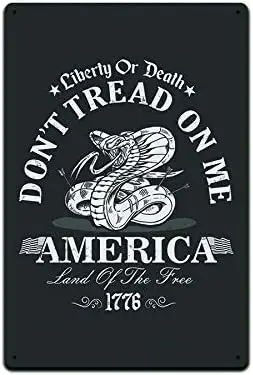 Tin Signs Man Cave Décor - Metal Sign 12 x 8 in. Liberty or Death Don’t Tread On Me America 1776 sign sign sign