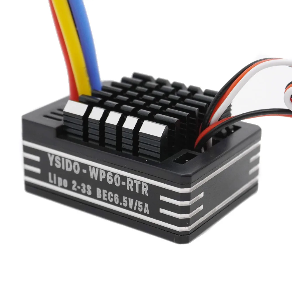 Upgrade YSIDO Waterproof WP60-RTR 60A 1060 Brushed ESC 6.5V/5A BEC Speed Controller for 540 550 Motor RC Vehicles Boat Tank Car