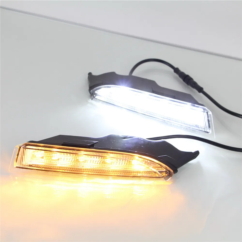 

July King LED Daytime Running Lights Compatible for Volkswagen Scirocco R 2010-2014, 6000K DRL + Streamer Yellow Turn Signals
