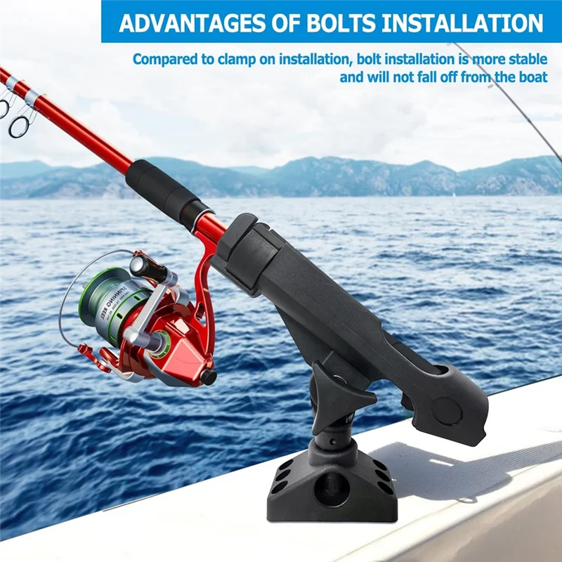 

B93B-2-Pack Adjustable Fishing Rod Holders For Boats - Side Deck Mount Kayak Rod Holder, Boat Fishing Pole Accessories