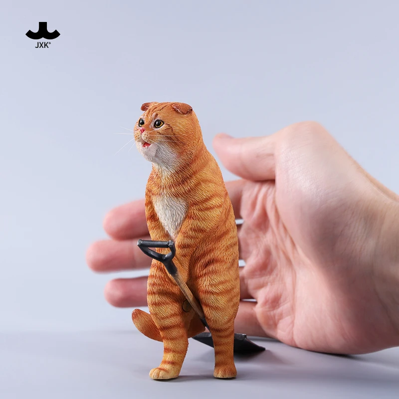 JXK 1/6 Scottish Fold Cat Model Pet Animal Figure Collection Scene Desk Decoration Funny Birthday Gift Photography Props