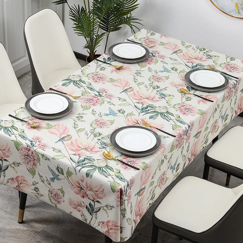 Elegant Tablecloth Floral Printing Tablecloth Rectangular Waterproof Stain Proof Tablecloth Floral Wedding Decorative Tablecloth