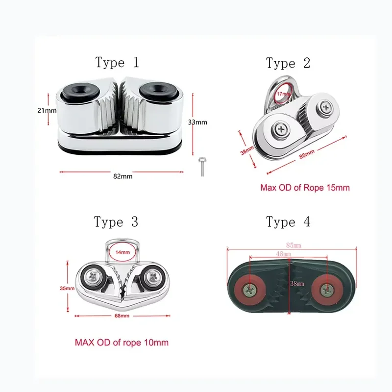 Boat Cam Cleat, 2 Pcs Mirror Polished 316 Stainless Steel, Smooth Bearing Fast Entry Clamp,for Sailboat Kayak Yacht Deck Rigging
