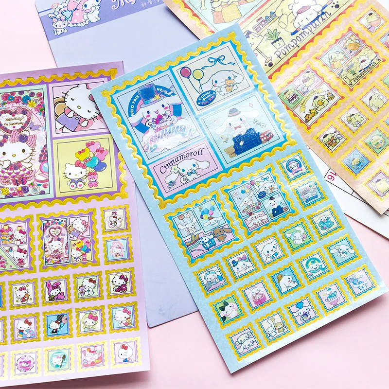 Sanrio Stamp Stickers Cute Kitty Melody Pochacco Scrapbooking DIY Diary Decorative Sticker Album Stick Label