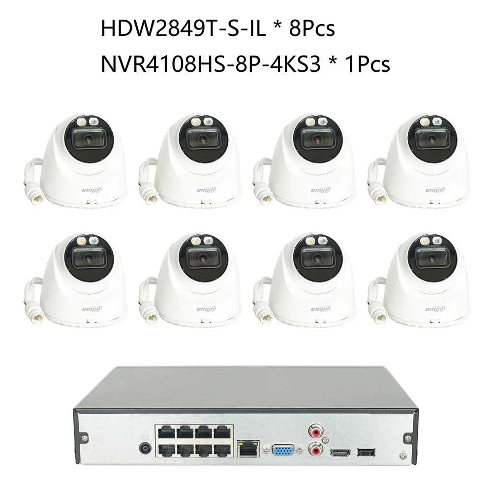 Imagem -03 - Dahua-smart Dual Light Fixo Focal Eyeball Network Câmera Kit Câmera ip 8mp Hdw2849t-s-il Nvr4108hs8p4ks3