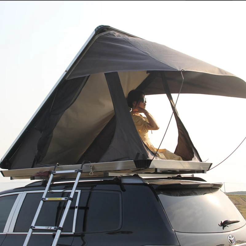 New automatic hard top triangular shell roof tent all-round rain shading off-road self-driving camping