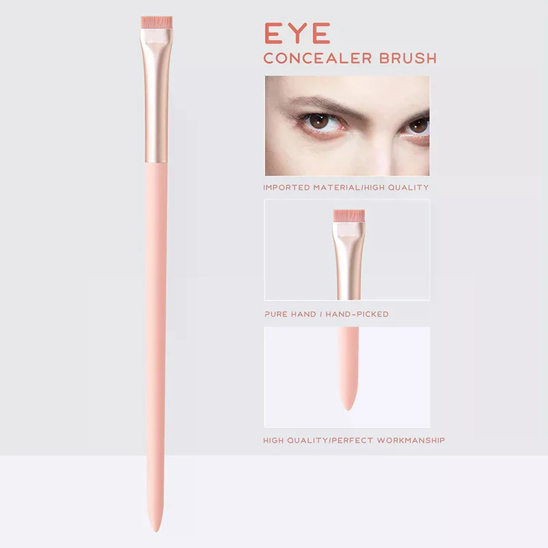 Professional มุมแบนแปรงอายแชโดว์ไม้ Make Up เครื่องสําอางค์เครื่องมือสีชมพูแปรงแต่งหน้า Flat Eyebrow Eyeliner แปรง