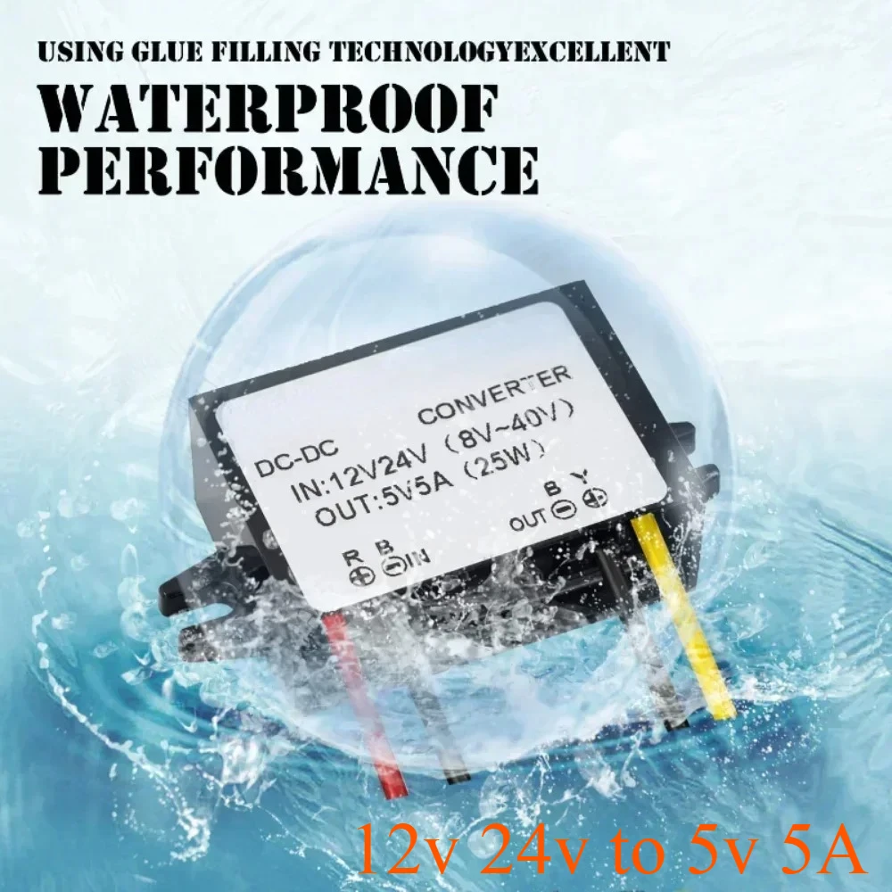 

DC 12v 24v to 5v 5A 25W Step Down Converter Regulator Power Adapter Reducer for Car Electronics Truck Vehicle Boat Solar System
