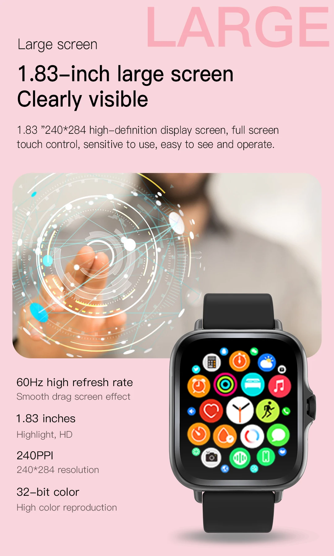 Novo Relógio Inteligente de 1, - Smartwatch Watches Birthday Gift For Men avaliação e preço