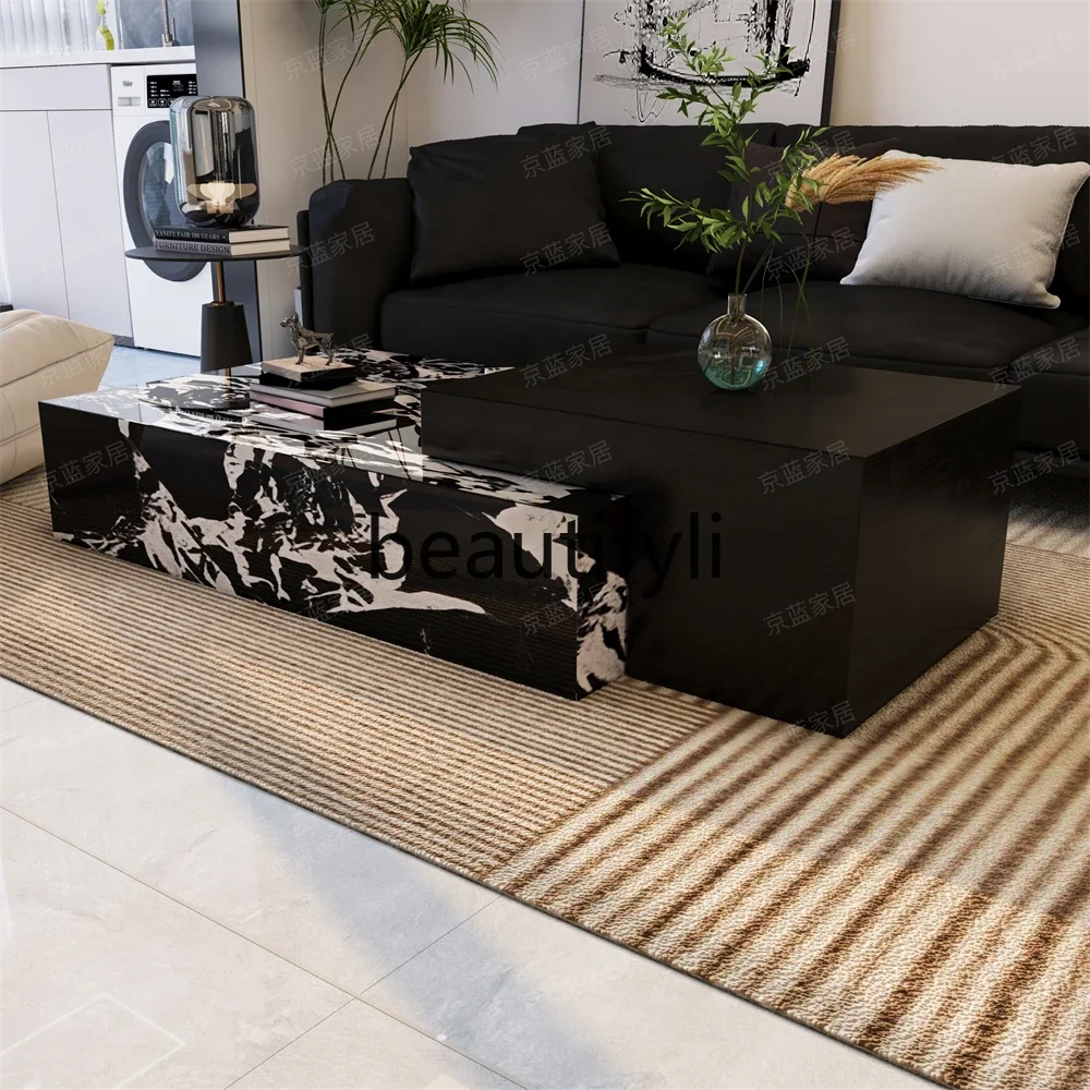 yj57 Marble coffee table simple high-grade square solid wood combination Italian light luxury living room coffee table