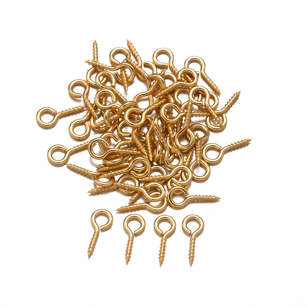 50pcs Stainless Steel Small Screw Eyes Pin Bail Peg Clasps Hooks for DIY Half Drilled Beads Resin Jewelry Earring Making Finding