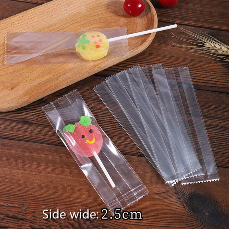50Pcs Transparent Frosted Clear DIY Handmade Lollipop Candy Sugar Bags Machine Sealing Packaging