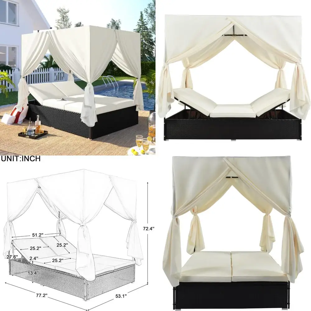 أريكة أثاث فناء منزل هيرا، أريكة خارجية بثلاثة مقاعد في جميع الأحوال الجوية، أريكة فناء خارجية مع جلوس عميق ووسائد أوليفين