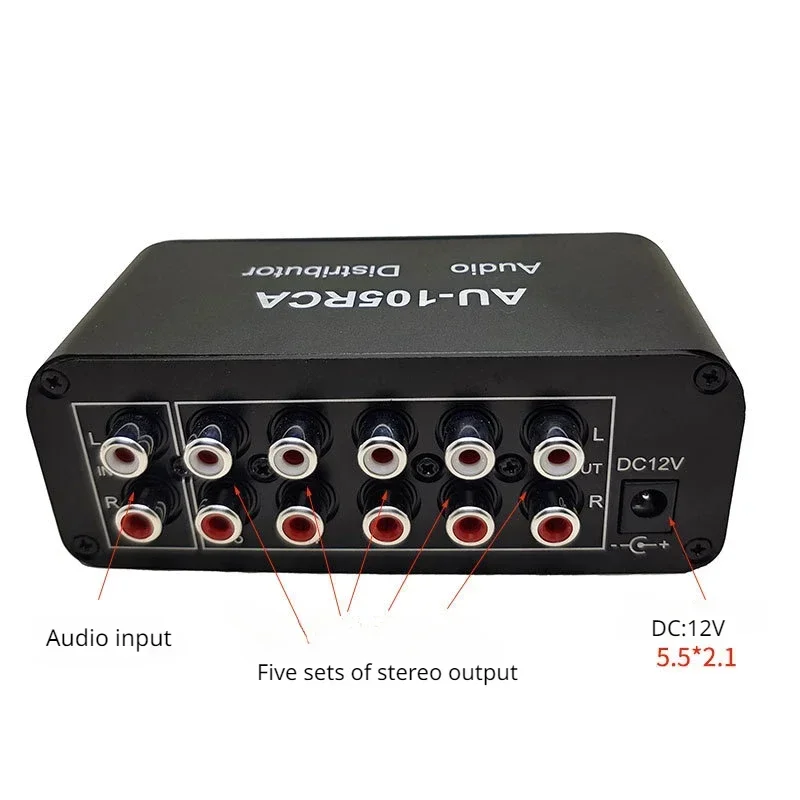 Audio Distributor Two-channel Stereo Audio RCA Splitter One Way input Five Way Output Connect To Power Amplifier