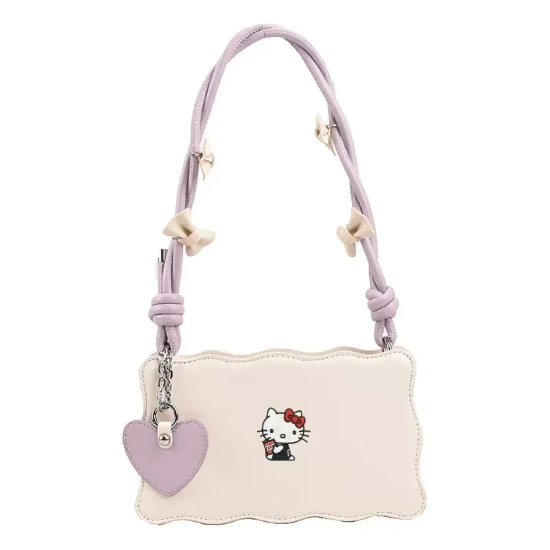 Torba na ramię Sanrio Hello Kitty, modna torebka pod pachę dla niemowląt Kuromi, torebka do przechowywania z PU, torebka, nowa letnia torebka listonoszka z kokardą dla dziewczynki