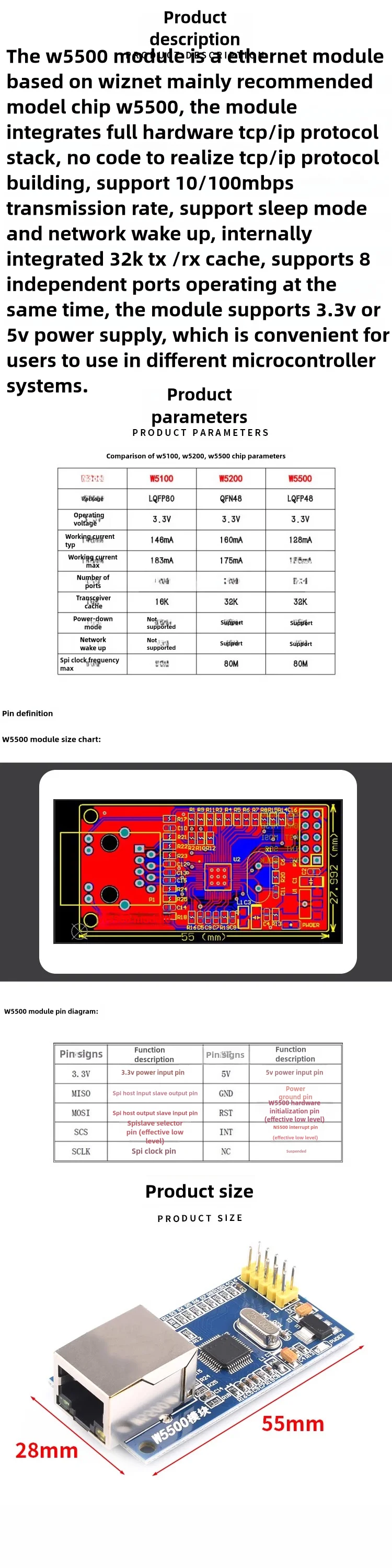 W5500 Ethernet-Netzwerkmodul Hardware TCP/IP 51/STM32 Mikrocontroller-Programm über W5100 – Detail 1