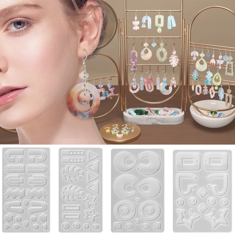 Multiple Styles Irregular Geometric Earring Silicone Mold Crafts Jewelry Making Epoxy Resin Molds Pendant Keychain Making Tools