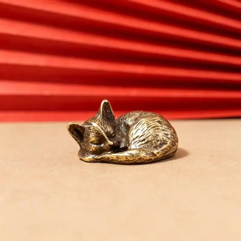 Brass Kitty Ornament - Office Desktop Ornament With Bored Retro Tea Pet Brass Decorative Pendant Multi-style Statue